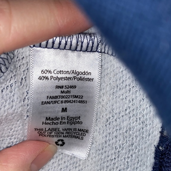 Men’s Free Assembly tie-dye stripe French terry sweatshirt blue white medium - Picture 4 of 6